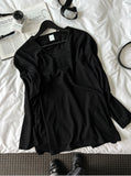 Waffle U-Neck Long Sleeve Tee