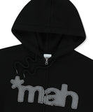 mah CUT OFF APPLIQUE ZIP-UP HOODIE