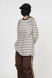 Tin Layered Washed Striped Long Sleeve T-Shirt