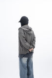 Iber Damage Knit Hooded Full Zip-Up