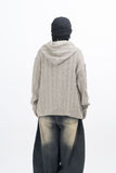 Parady Punching Damage Hooded Knit Zip-Up
