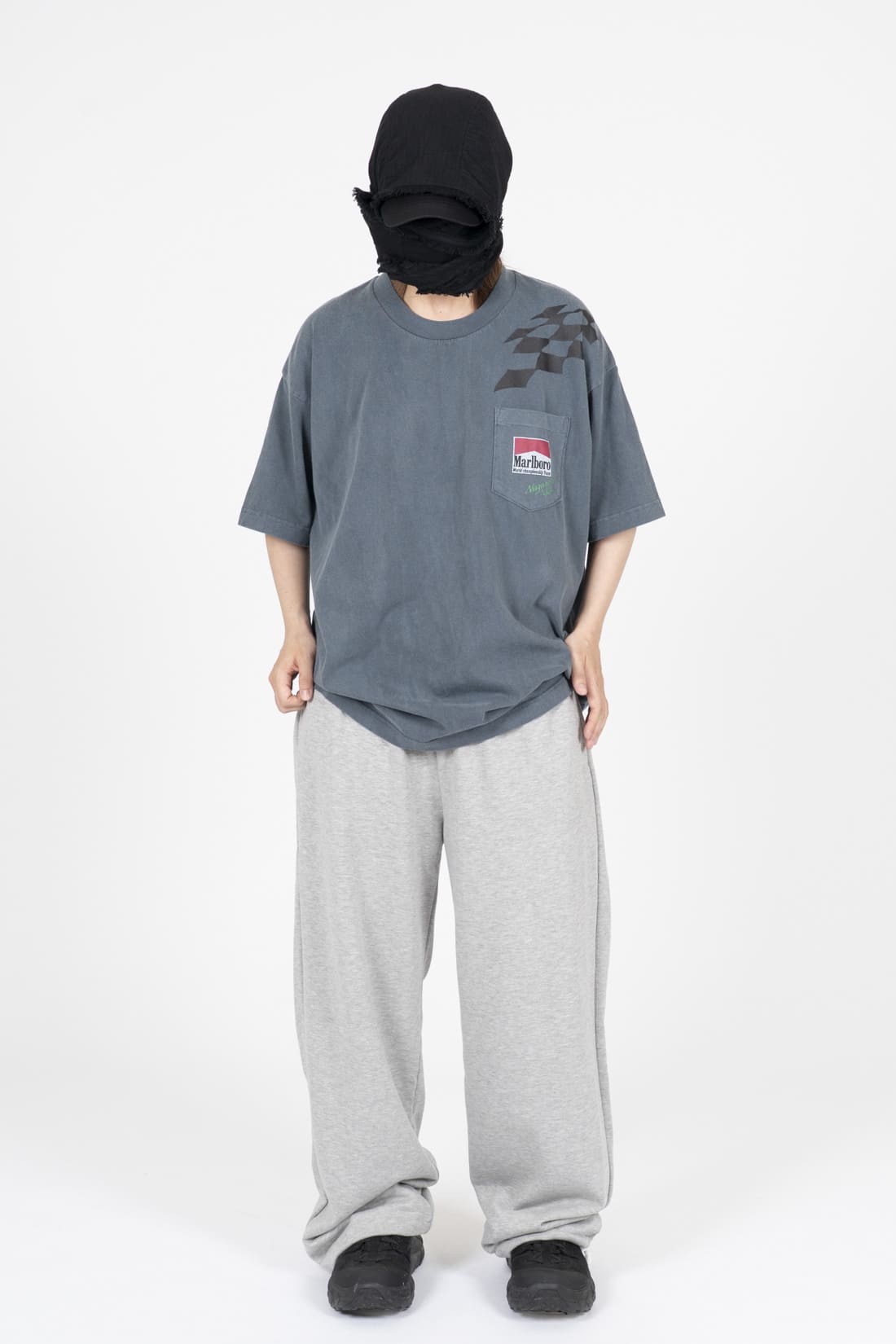 【oan】Checker F1 Washing Short Sleeve T-Shirt oan (オアン) - チェッカーF1ウォッシュ加工半袖Tシャツ