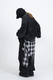 Kiren Check Skirt Layered Denim