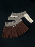 Corduroy pleated skirt belt set