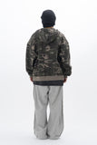 Rest Lettering Camo Hooded Zip-Up
