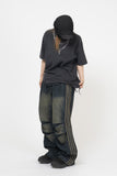 Cross Necklace Damage Pigment Short Sleeve T-Shirt