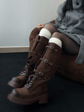 Vintage steel suede long boots