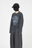 Fle In Black Washing Crop Long Sleeve T-Shirt