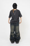 Cross Necklace Damage Pigment Short Sleeve T-Shirt