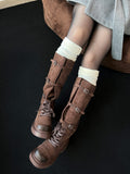 Vintage steel suede long boots