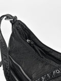 Zipper leather shoulder bag