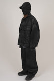 Coated Damage Black Denim Jacket