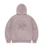 WASHED SOLAR APPLIQUE ZIP UP HOODIE