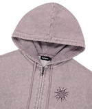 WASHED SOLAR APPLIQUE ZIP UP HOODIE