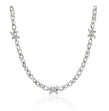 Nova Silver (W) Pave Link Station Necklace