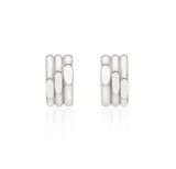 Triple Cut-Out Silver (W) One-Touch Earrings