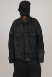 Coated Damage Black Denim Jacket