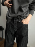 Slab Detail Semi-Wide Denim Matte Black