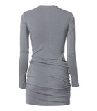 Asymmetrical Draped Mock Neck Dress