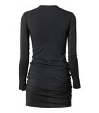 Asymmetrical Draped Mock Neck Dress