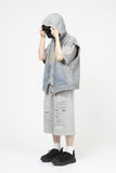 Artless Hooded Denim Vest