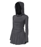 Hooded High Neck Long Dress