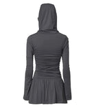 Hooded High Neck Long Dress