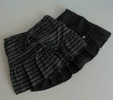 Ribbon string slit button stripe skirt