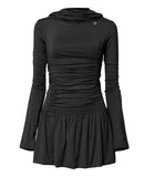 Hooded High Neck Long Dress
