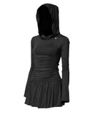 Hooded High Neck Long Dress