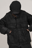 Coated Damage Black Denim Jacket