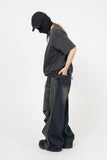 Cross Necklace Damage Pigment Short Sleeve T-Shirt