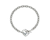 Pebble Heart Silver T-Bar Chain Bracelet