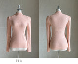 Robe cashmere half-neck ribbed knit