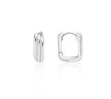 Triple Silver Square Slide Earrings