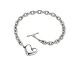 Pebble Heart Silver T-Bar Chain Bracelet