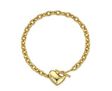 Pebble Heart Silver T-Bar Chain Bracelet