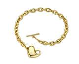 Pebble Heart Silver T-Bar Chain Bracelet