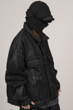 Coated Damage Black Denim Jacket