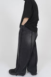 Uneven Fringe Wide Denim