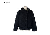 Akun Wool Fluffy Short Button Fur Jacket