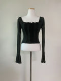 Poroa Square Neck Frill Lace Top