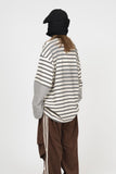 Tin Layered Washed Striped Long Sleeve T-Shirt