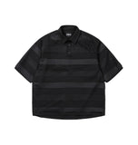 Stripe Mesh Layered Polo Shirt