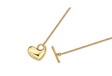 Pebble Heart Silver T-Bar Necklace S