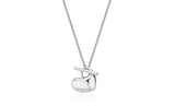 Pebble Heart Silver T-Bar Necklace S