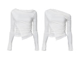 Layered Draped One-Shoulder Long Sleeve
