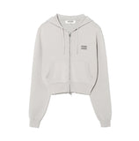 Crop Knit Hood Zip-up