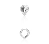 Triple Silver Square Volume Earrings