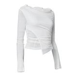 Layered Draped One-Shoulder Long Sleeve